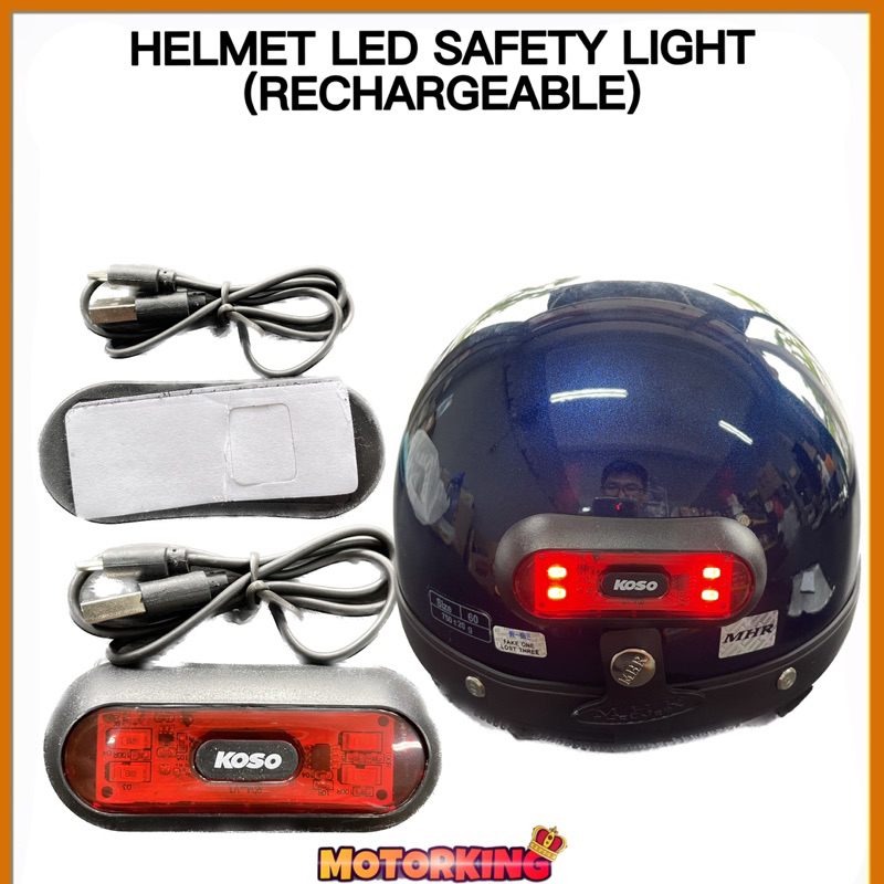 Koso HELMET LED SAFETY LIGHT RECHARGABLE INCLUDE DOUBLE SIDE TAPE MHR MS88 SGV NS88 BELL HELMET MAGNUM STENG HELMET FULL