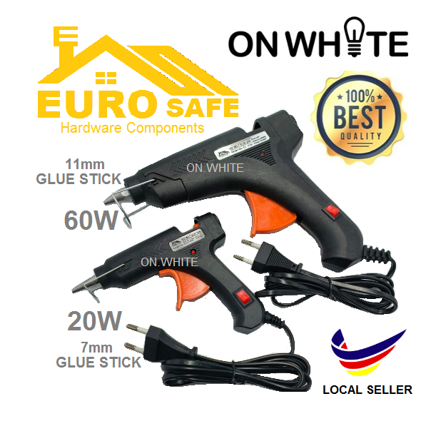EUROSAFE 60W / 20W HEAVY DUTY GLUE GUN HOME DIY HOT MELT GUN 11MM / 7MM GLUE STICK