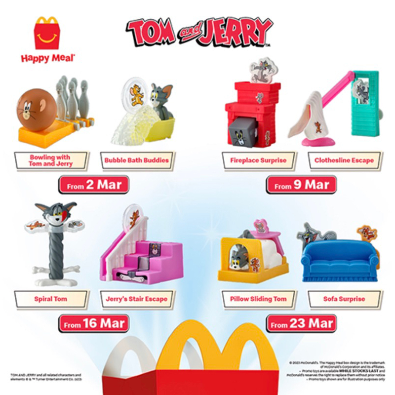 Mcdonalds mcd happy meal ของเล่น 2023 Tom and Jerry