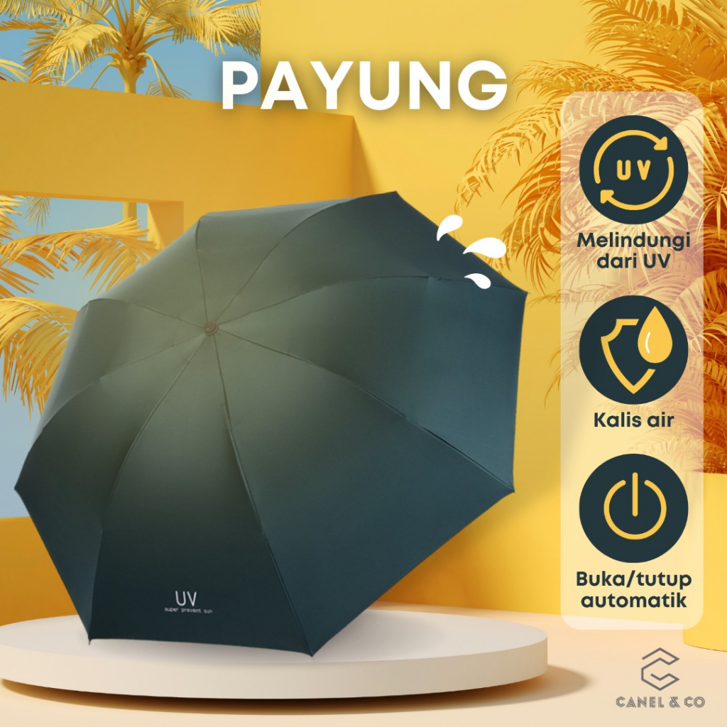 CANEL & CO แฟชั่น Dual-ใช้ Auto Open Close ร่ม UV 8 กระดูก Paraguas Rain พับ Windproof Payung Lipat 