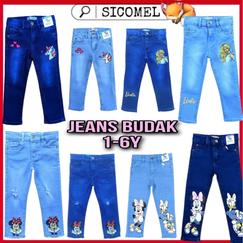 [1-6Y] Seluar Jeans Budak Perempuan Blue Jay Kids Baby Girl Fashion Kanak2 Longpants Denim Minnie