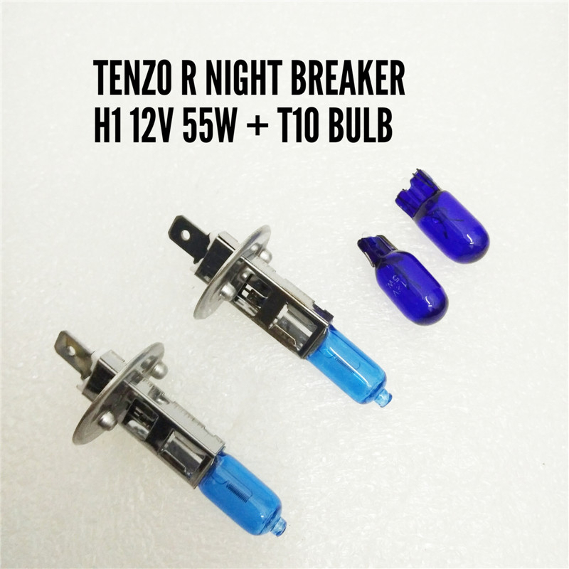TENZO R H1 หลอดไฟฮาโลเจนรถยนต์ Super White 55W DC 12V 1 คู่ +1 คู่ T10 super White Bulb
