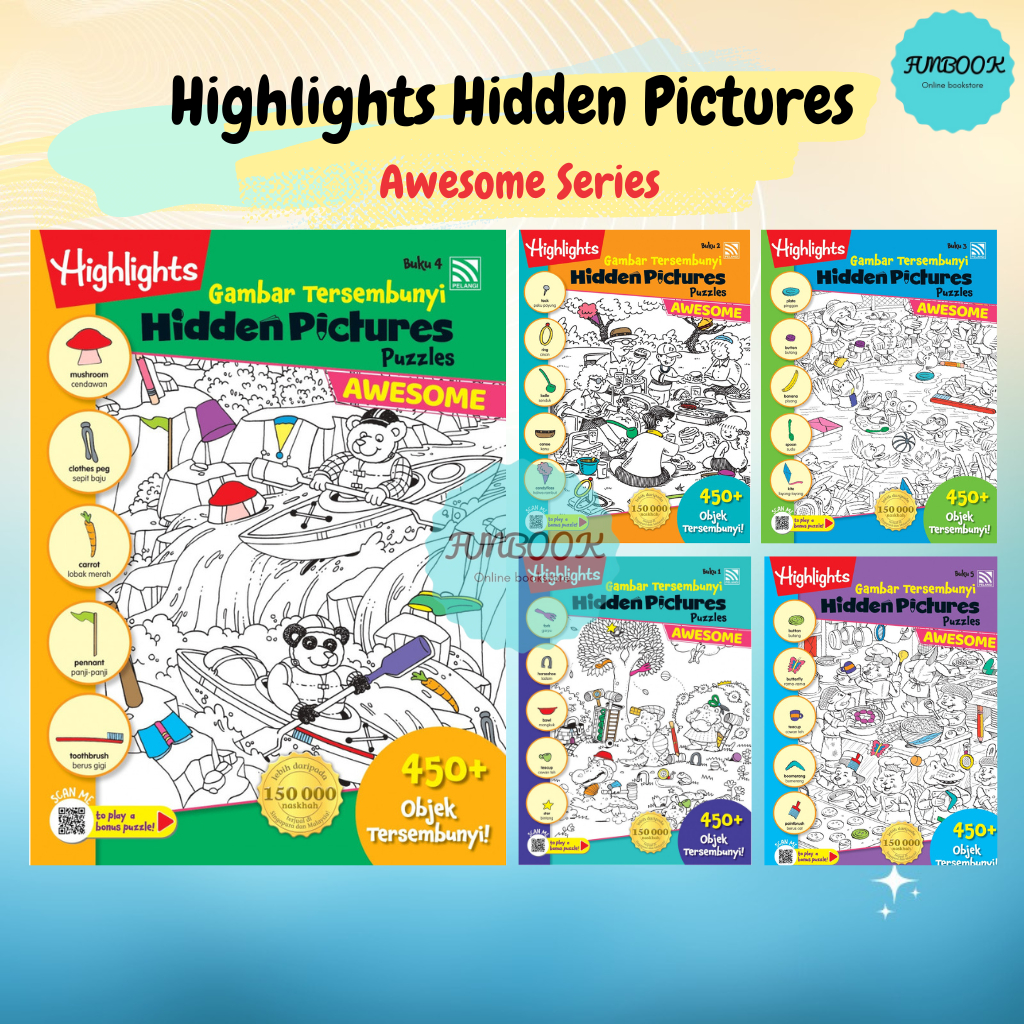 [FUNBOOK] Highlights Hidden Pictures Puzzles หนังสือสุดเจ๋ง 1 - 5 find gabar tersembunyi