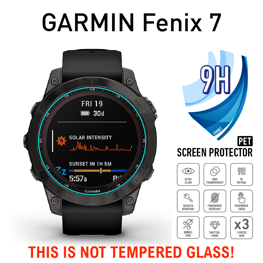 3 ชิ้น 9H PET 0.3 มม.การดูดซึมช็อกป้องกันหน้าจอสําหรับ Garmin Fenix 7 7X 7S