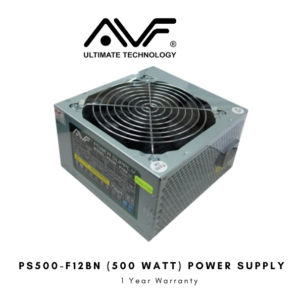 Avf PS500-F12BN/PS500-F12B ATX Power Supply PSU พร้อมพัดลม 12 ซม. (ATX-500W) ***ฟรีสายไฟ