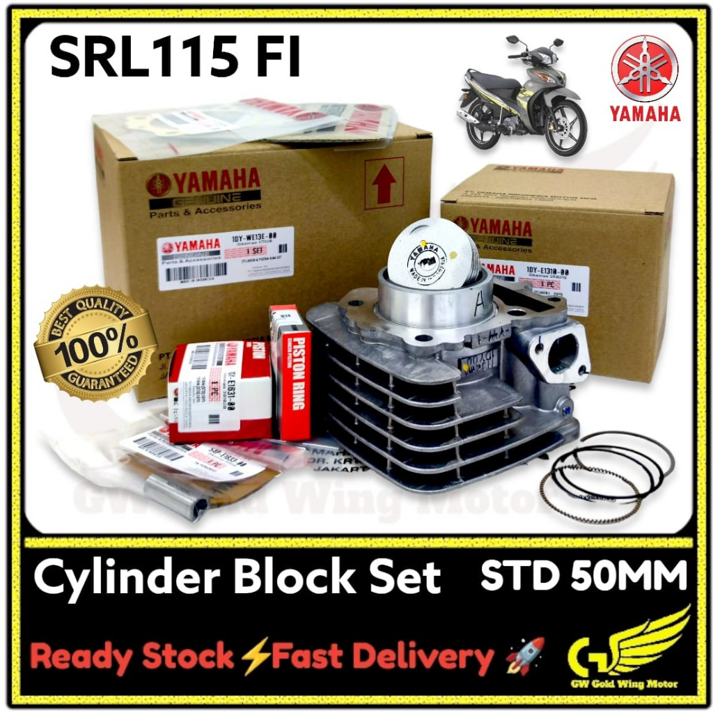 YAMAHA INDON SRL115FI 50MM STD CYLINDER BLOCK SET มาตรฐานเต็มคุณภาพสูง A CLASS CHOP LAGENDA115FI SRL