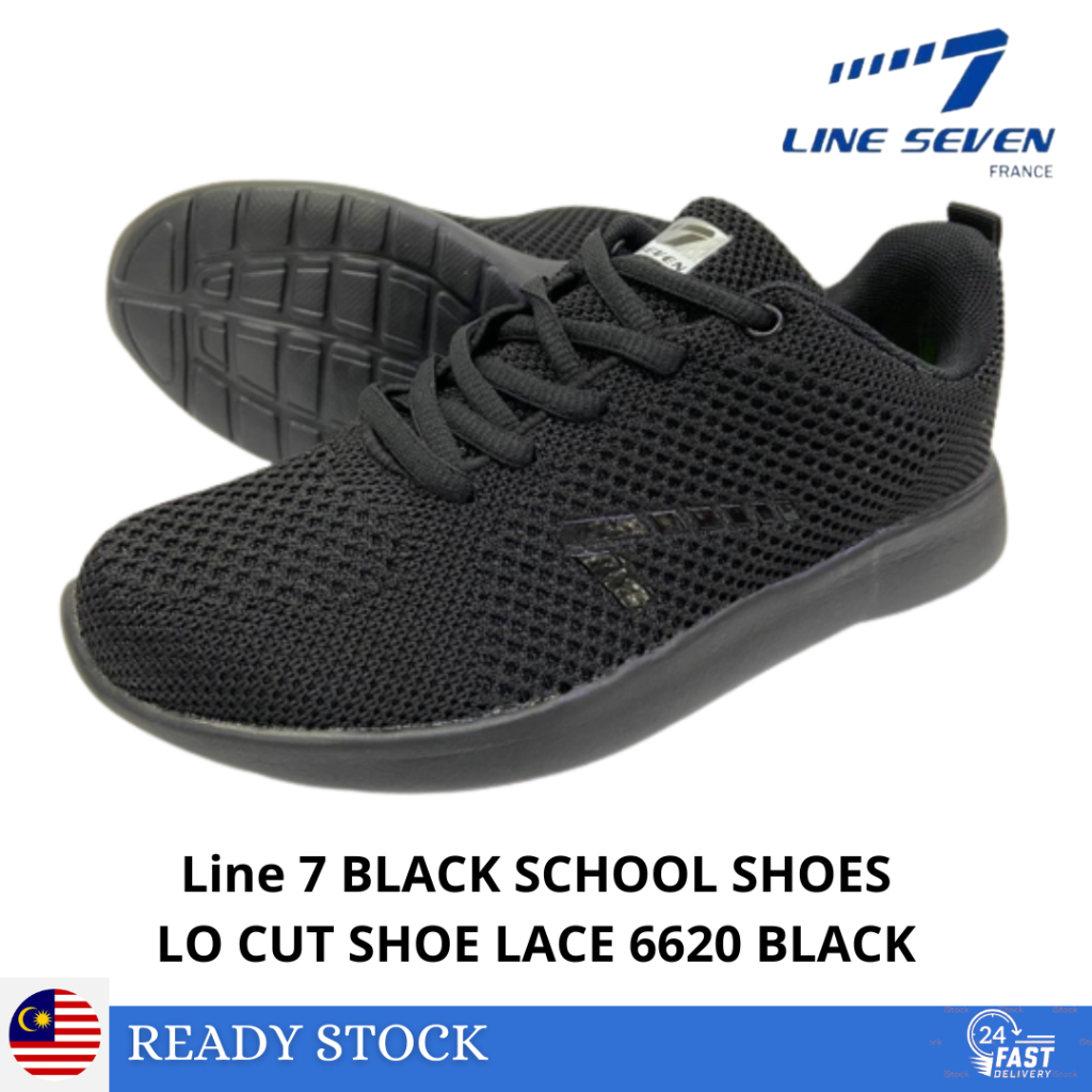 LINE 7 BLACK LACE UP รองเท้านักเรียน 620 BLACK Kasut Sekolah Hitam LINE 7
