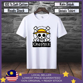 เสื้อยืดผ้าฝ้าย 100% พิมพ์ลายโลโก้ One Piece Lelaki Baju สําหรับผู้ชาย