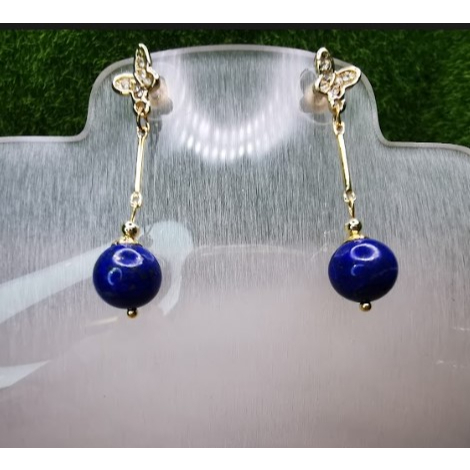 (DQ397) ธรรมชาติ Lapis Lazuli ต่างหู 天然青金石耳钉耳钩 จี้ของขวัญ耳环