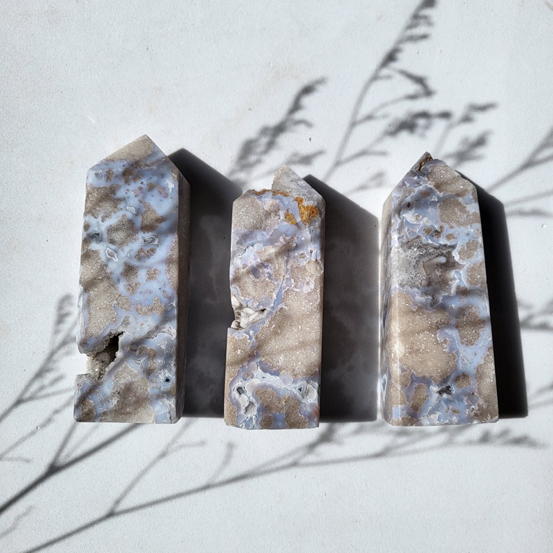 สินค้าจริงธรรมชาติ Druzy Agate Energy Tower คริสตัล