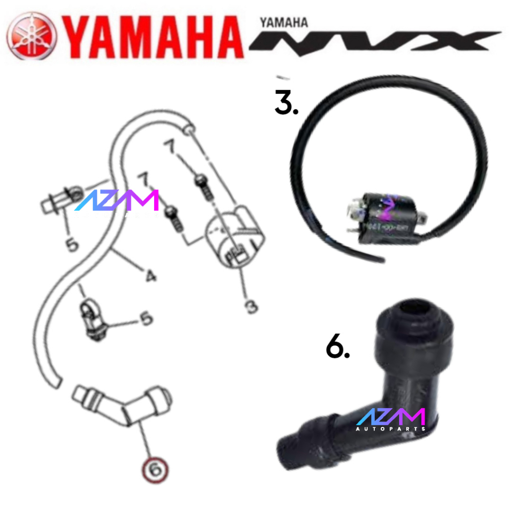 NVX 155 V1 / NVX V2 / NMAX V1 PLUG CAP ASSY 2DP-H2370-0-00 / IGNITION COIL B65-H23100-00 YAMAHA