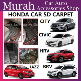 พรมปูพื้นรถยนต์ 5D สําหรับ Honda City Civic HRV JAZZ BRV CRV