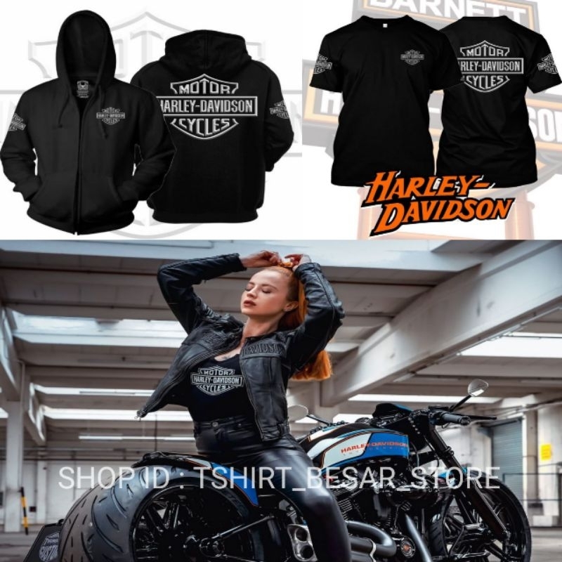 หมึกเงิน : 2023 Harley-Davidson เสื้อกันหนาวซิป Hoodi Jacket Baju Sejuk Lelaki Wanita Hoodie สําหรับ