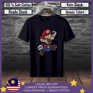 เสื้อยืดผ้าฝ้าย 100% พิมพ์ลาย Super Mario Baju Lelaki Baju Gundam Baju Viral Lelaki สําหรับผู้ชาย