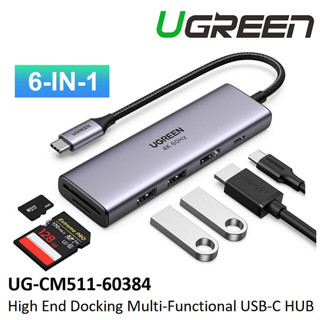 Ugreen UG-CM511-60384 ตัวแปลง USB-C 3.1 เป็น 2*USB-A 3.0+HDMI 4K@60HZ+SD/TF+PD 6 In 1