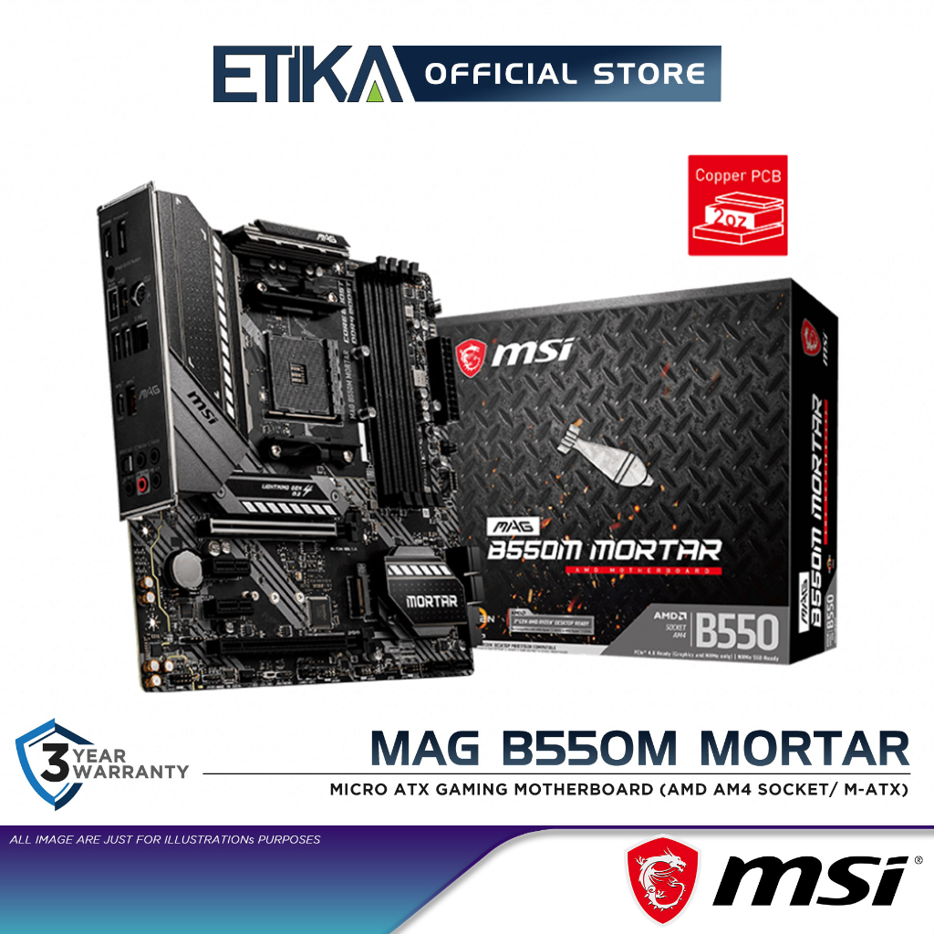 Msi MAG B550M Mortar Micro ATX เมนบอร์ดสําหรับเล่นเกม AMD B550 ชิปเซ็ต AM4 ซ็อกเก็ต M-ATX