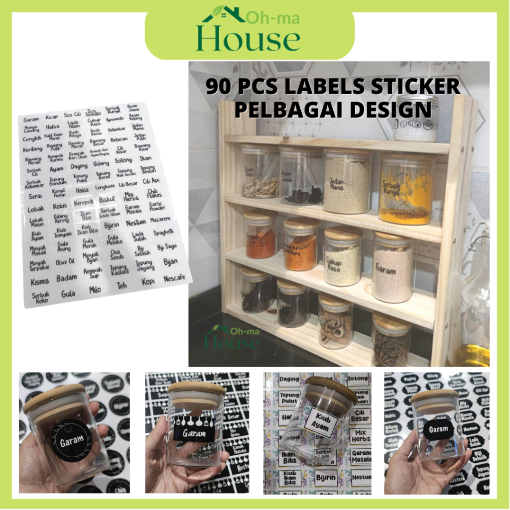 ชุด 90 ป้าย stiker rempah โปร่งใส stiker lutsinar stiker balang สติกเกอร์ rempah ratous