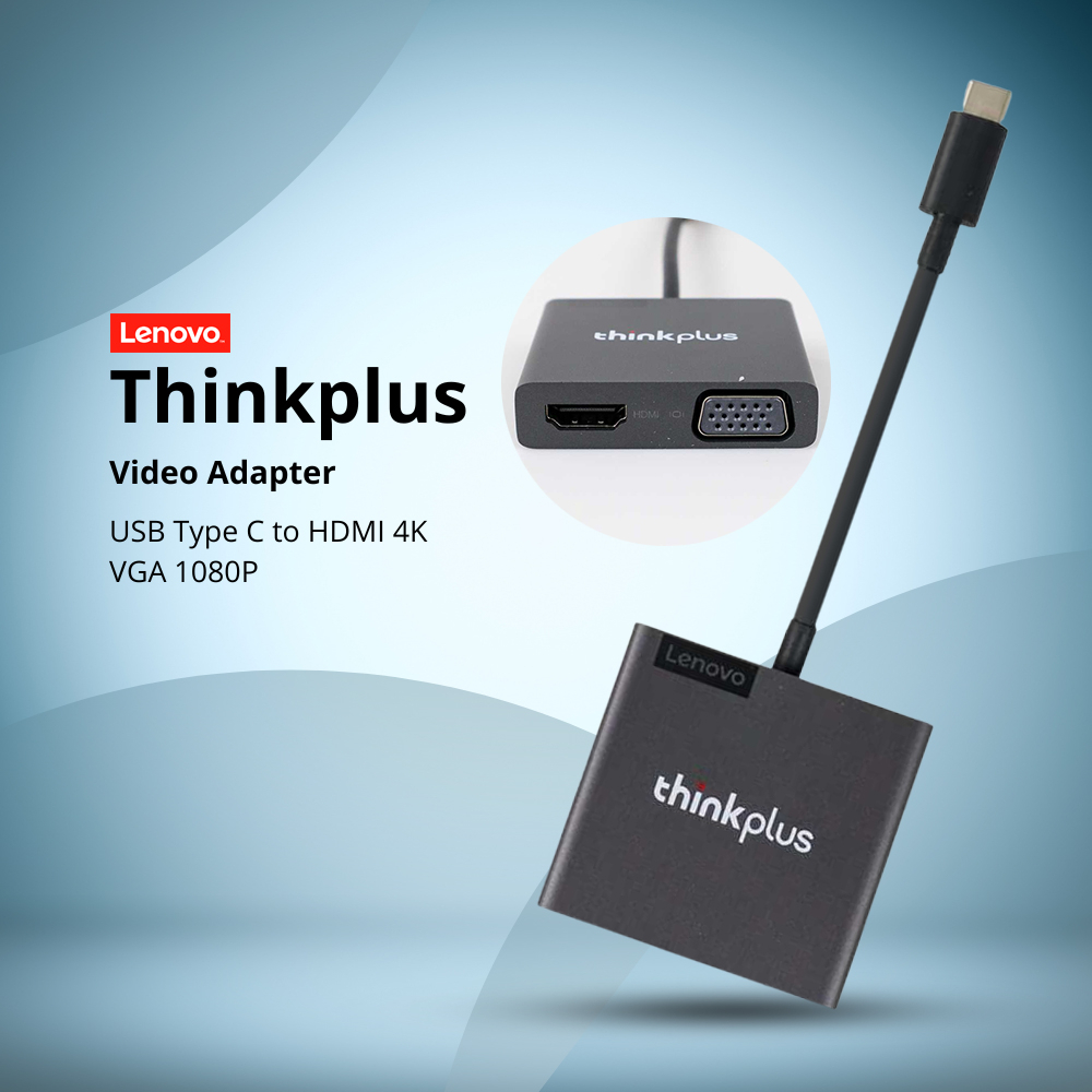 Lenovo Thinkplus Type C USB-C 3-in-1/4-in-1 อะแดปเตอร์ USB Hub (4K HDMI, VGA, USB 3.0)