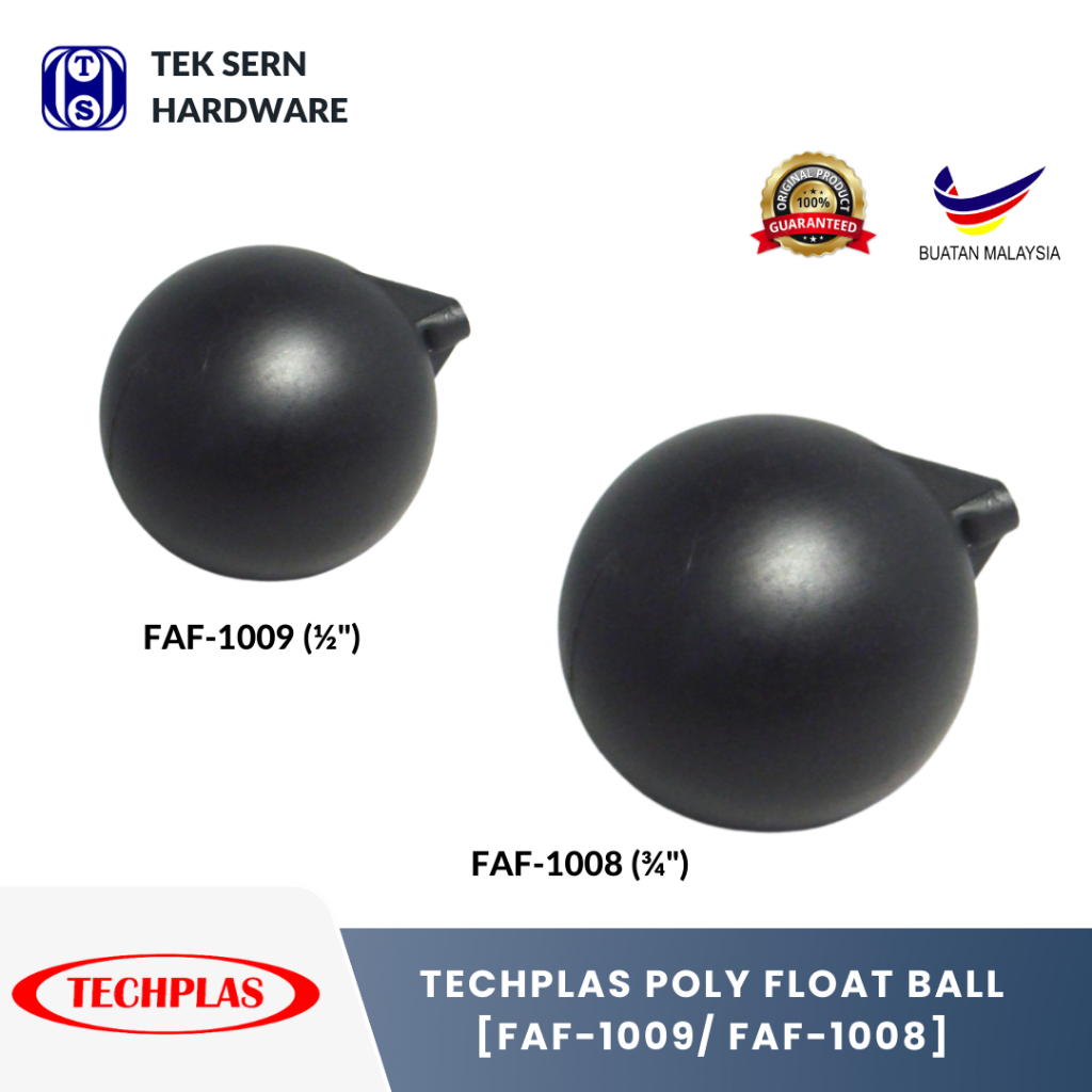Hitam Techplass ลูกลอยโพลี สีดํา 15 มม. / ถังบอล 1⁄2 นิ้ว [FAF-1008/3⁄4 นิ้ว FAF-1009]