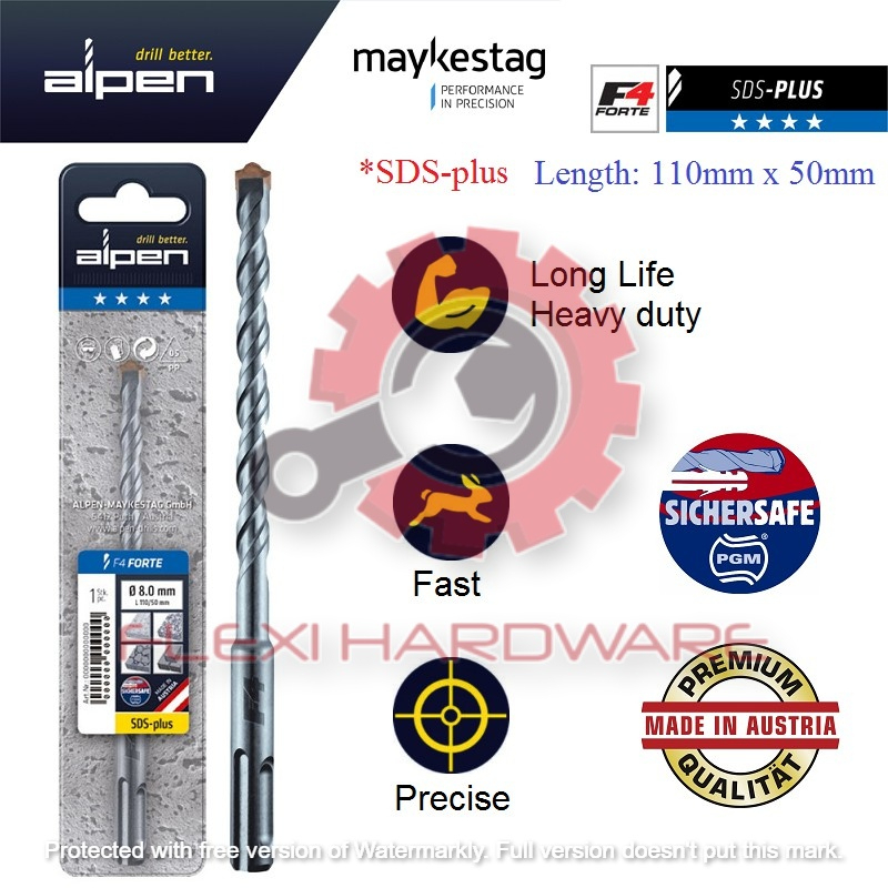 Alpen 5.5 มม. - 16 มม. F4 SDS-Plus ดอกสว่านค้อนความยาวต่างๆ