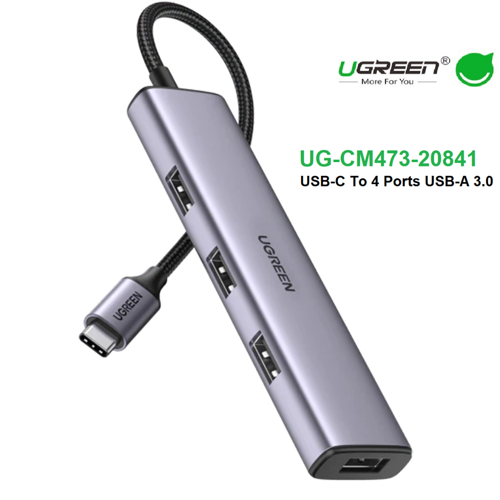 Ugreen UG-CM473-20841R USB-C 3.0 ถึง 4 พอร์ต USB-A 3.0 Hub - Type-C Ugreen 4 พอร์ต USB 3.0 Hubs - ฮั