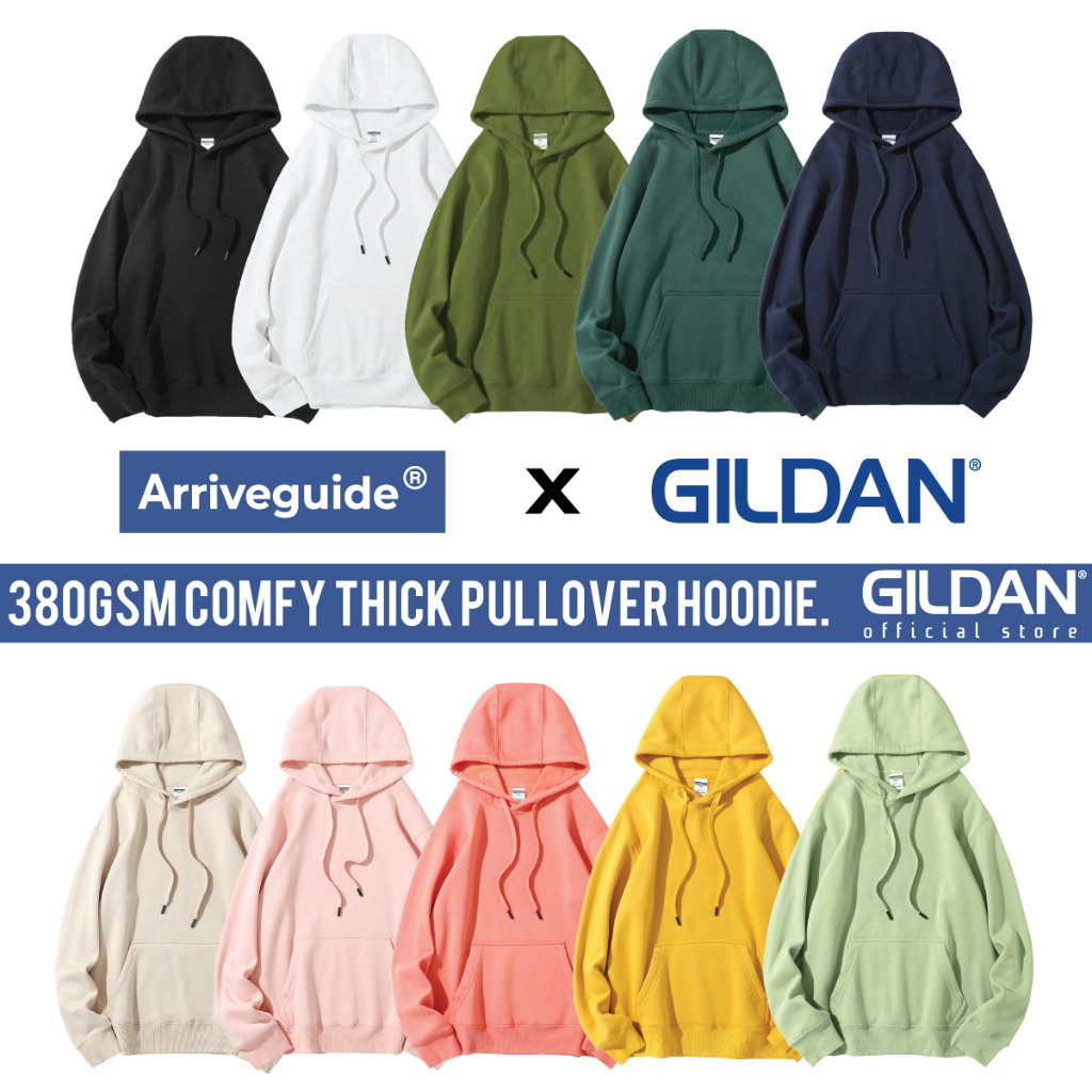 GILDAN ARRIVE GUIDE Pocket Pullover Supreme Hoodie AG024T1 Unisex Adult 380gsm Fleece Loose Sweatshi