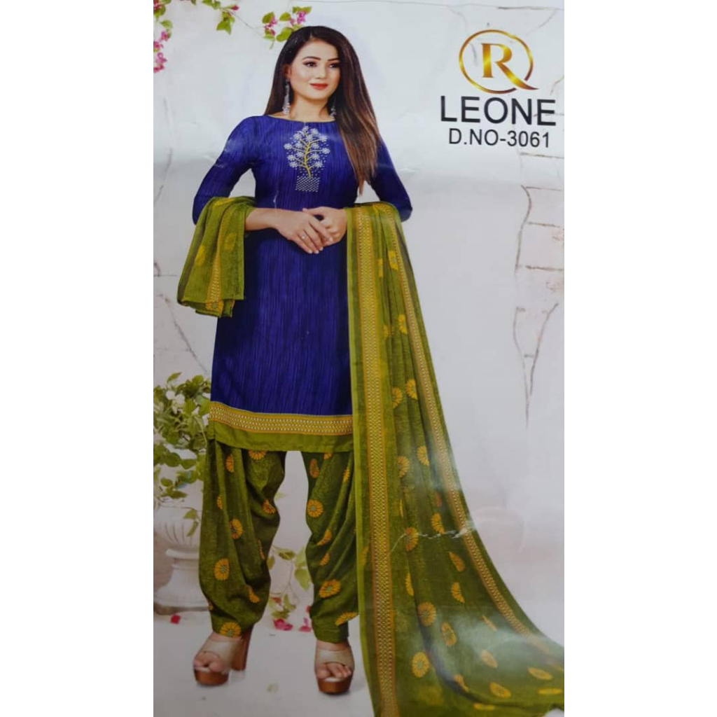 PUNJABI SUIT MATERIAL 3061 พิมพ์สีน้ําเงิน