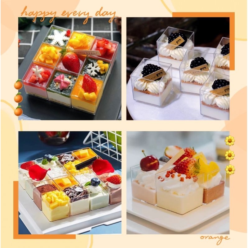 50Pcs Square Jelly Pudding Dessert Panacota Cup Mousse Parfait Cup