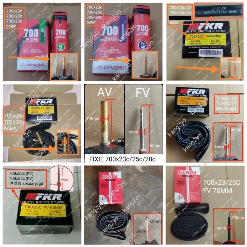 TIUB BASIKAL Bicycle Butyl Tube 700x23c 700x25c 700x28c 700x32c 内胎
