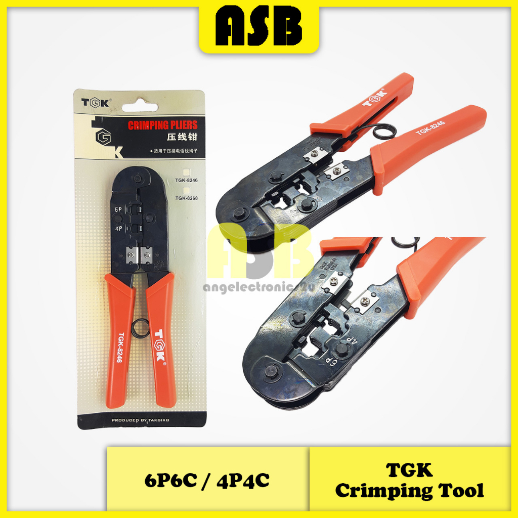 (1 ชิ้น) TGK-8246 4P2C / 4P4C / 6P / 6P2C / RJ-11 / RJ-12 Plug Crimping Tool / Alat Kelim ( 57400321