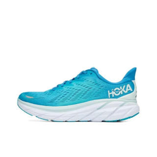 Original HOKA ONE ONE Clifton 8 รองเท้าวิ่ง ดูดซับแรงกระแทก สีฟ้า ขาว สําหรับผู้ชาย ไซซ์ 36-45