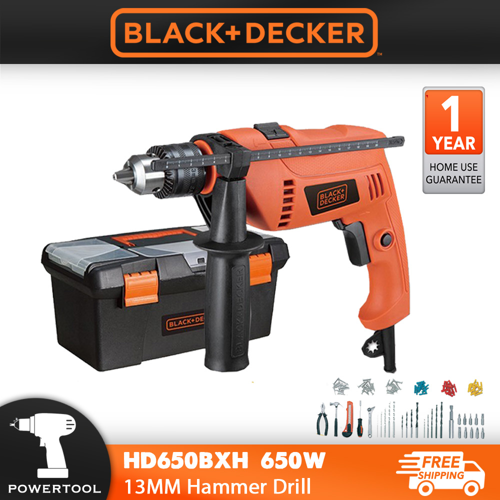 BLACK & DECKER HD650BXH-XD 650W 13 มม.เจาะค้อน 100 ชิ้นอุปกรณ์เสริมมาตรฐาน (650W/13 มม.) HD650