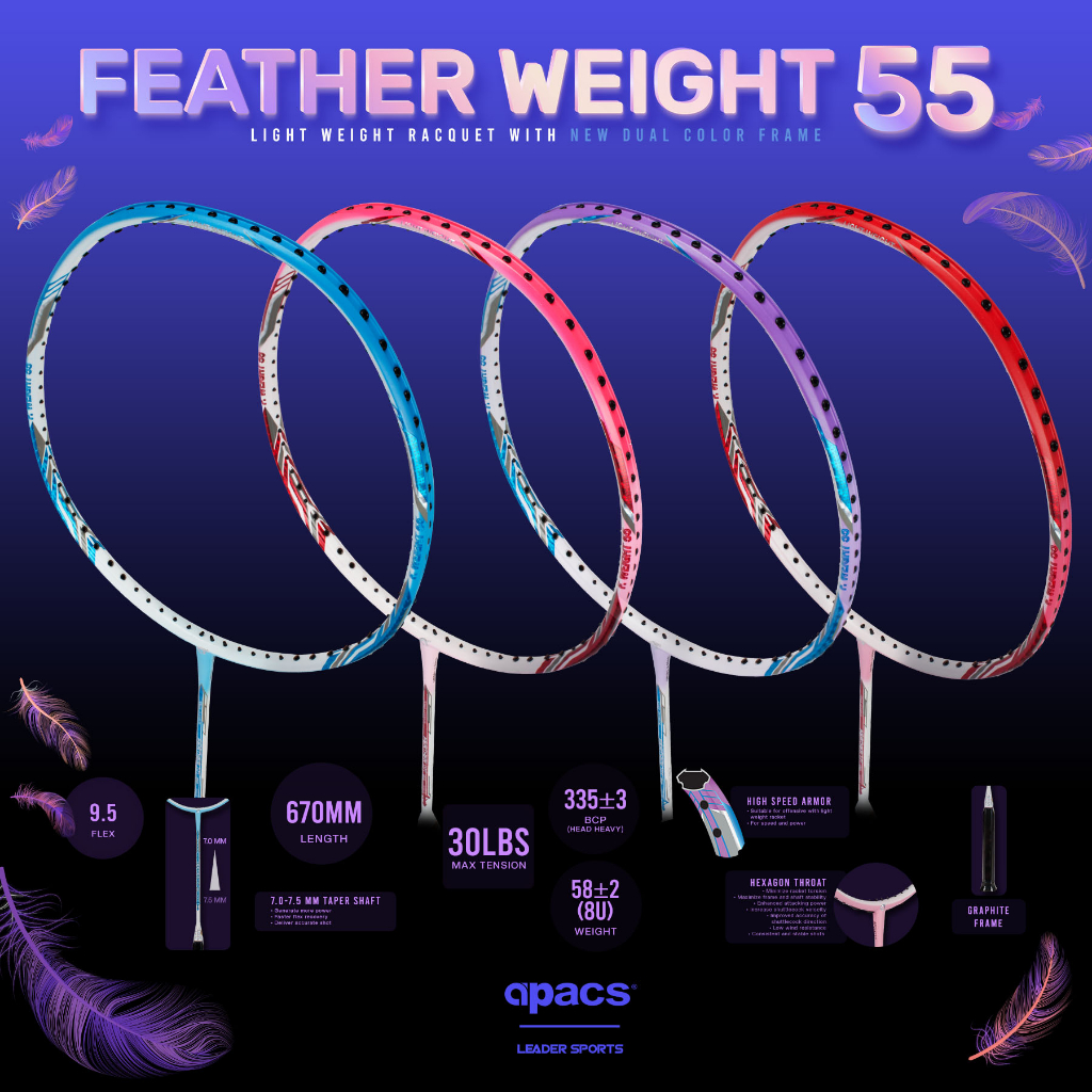 APACS BADMINTON CKET FEATHER WEIGHT 55 (8U)