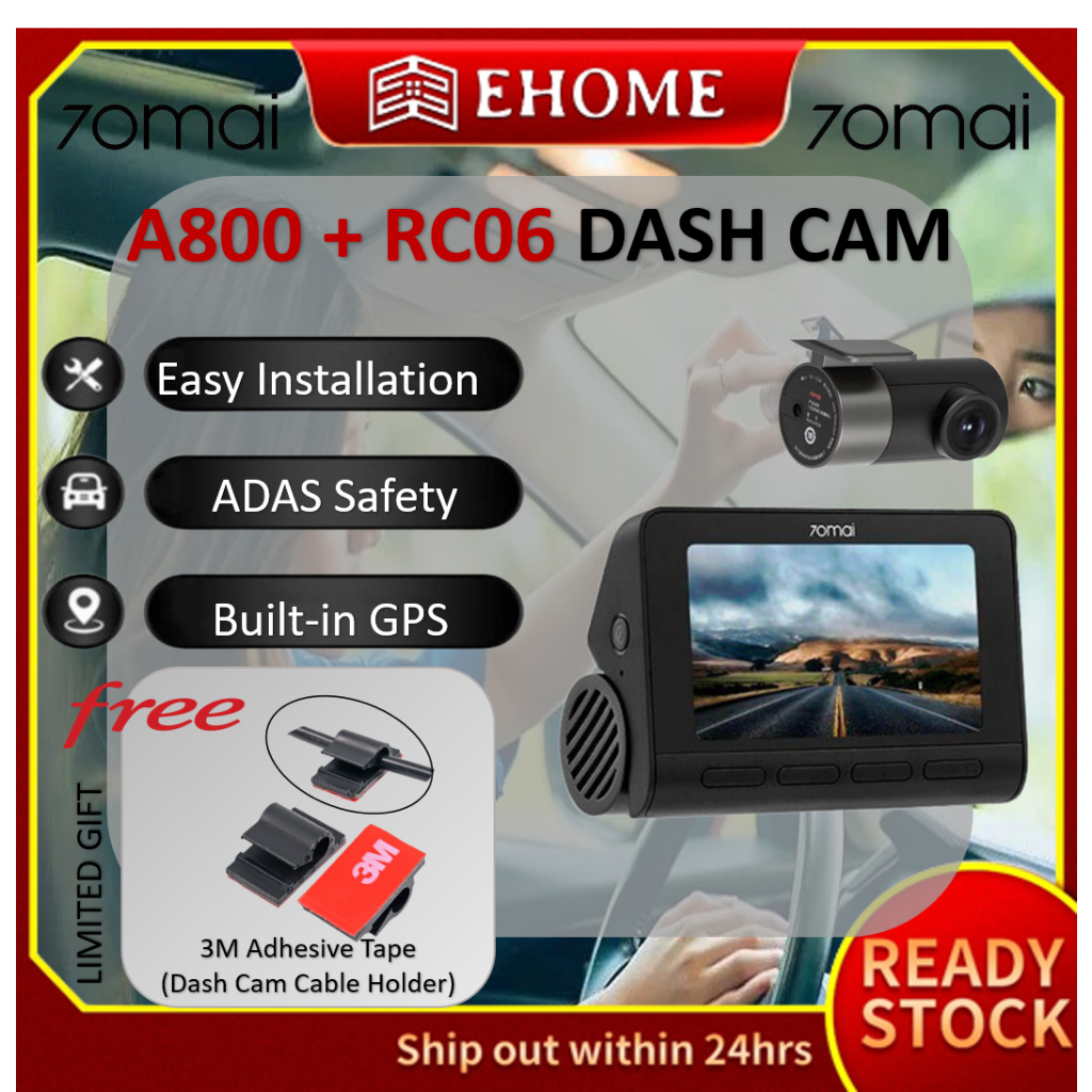 (INSTALLTION) 70mai A800S 4K Dash Cam ด้านหลัง Cam Dual Vision Global Version A800 Adas ที่จอดรถ App