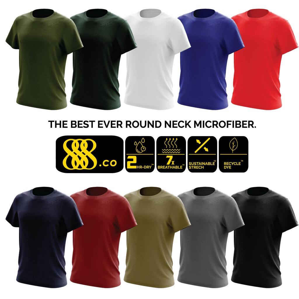 888.CO Unisex Adult The Best Ever Round Neck Plain Microfiber T Shirt Jersey T Shirt (Anti-Bacteria)