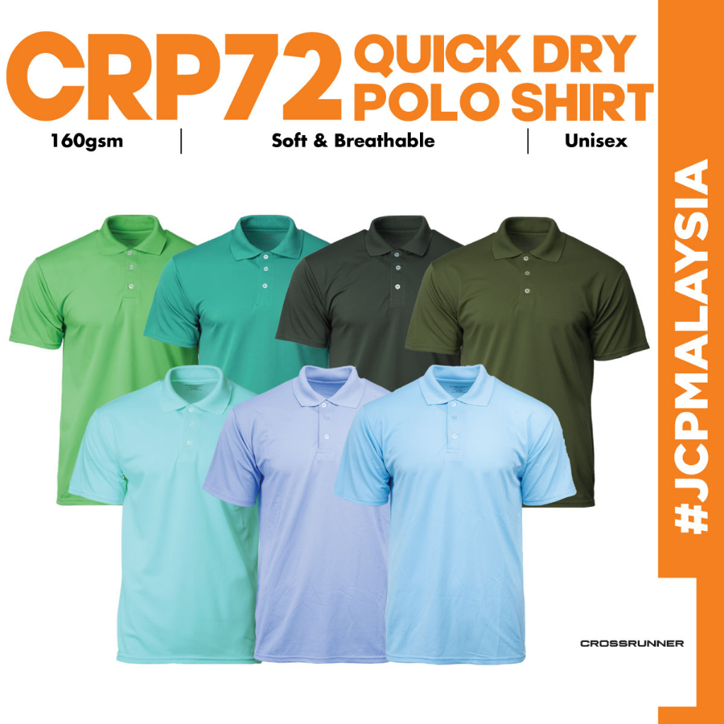 JCP x CROSSRUNNER 100% Performance Dry Pique Polo CRP7200 Unisex ผู้ใหญ่กีฬา Plain Polo Baju Polo CR