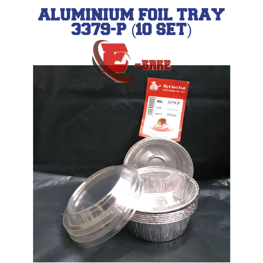 (3379-P) (10PCS) ALUMINIUM FOIL ROUND TRAY WITH HOOD