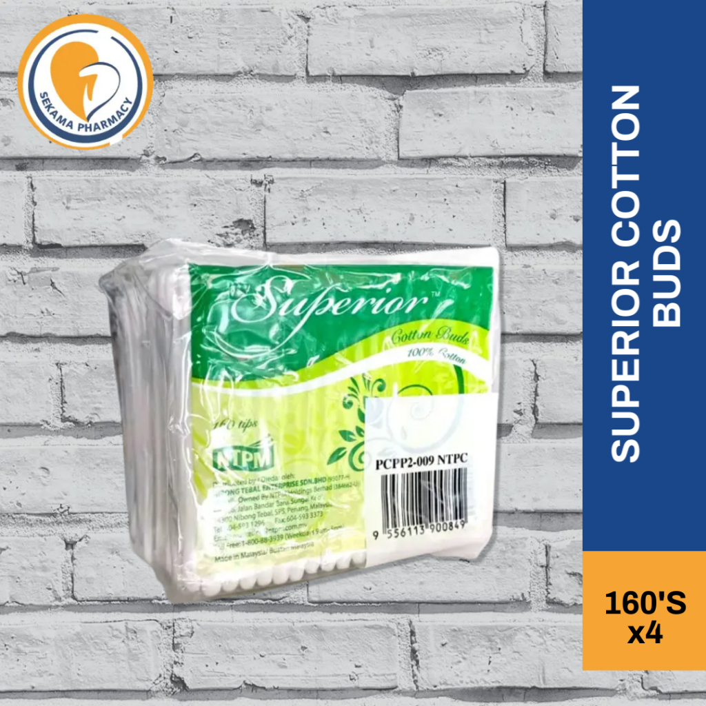 SUPERIOR COTTON BUDS 100% COTTON 160S x 4/PCK