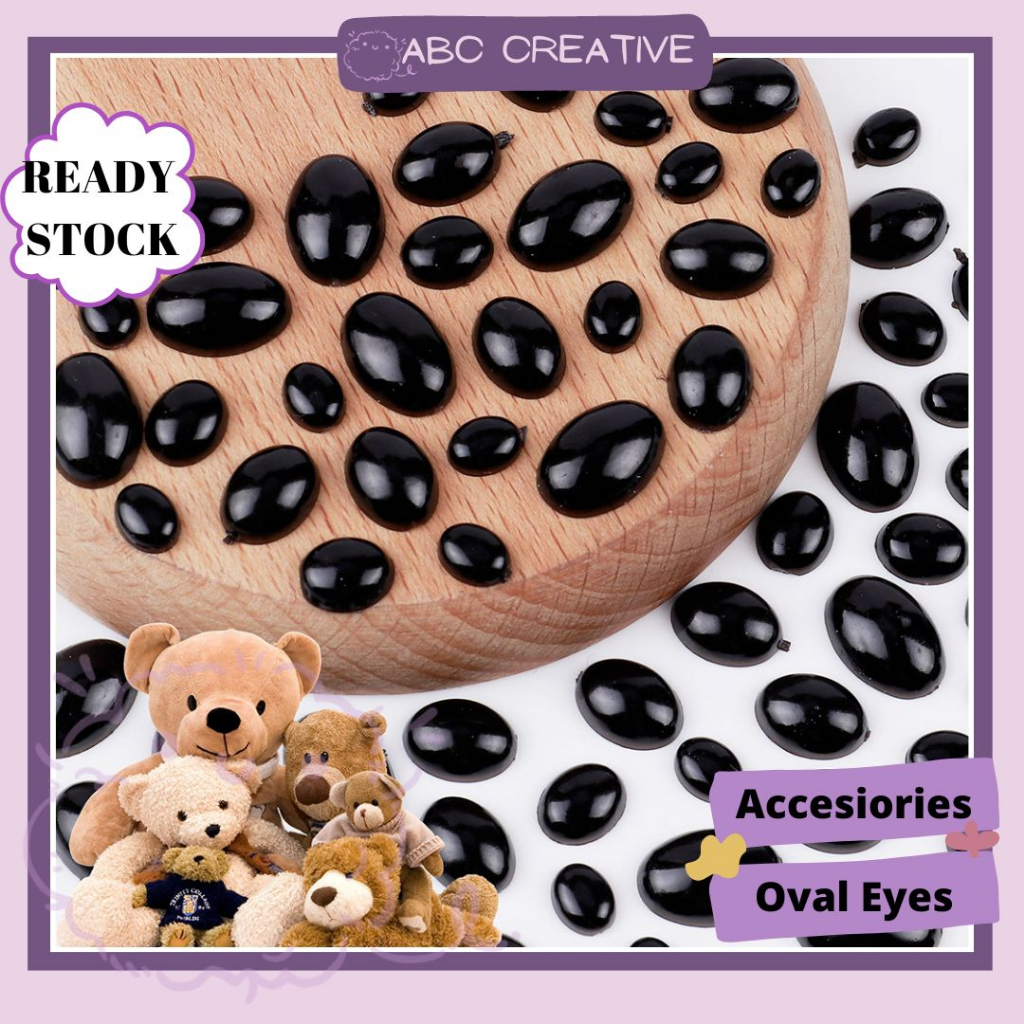 5 ขนาด Black Oval Flat Doll Eyes DIY Accessories /Teddy eyes In Plastics