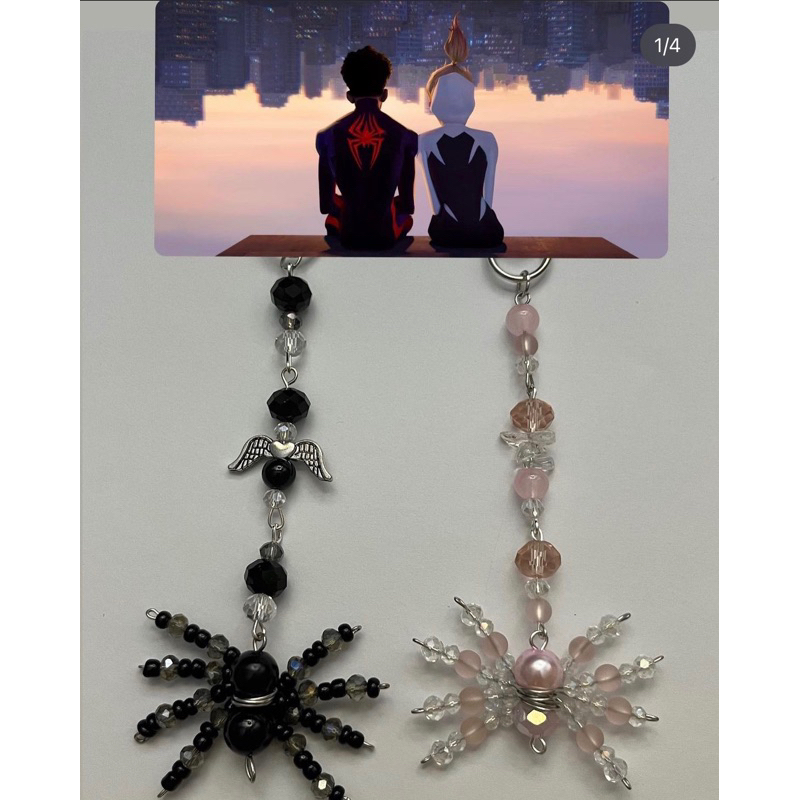 ลูกปัดทํามือที่สวยงาม Miles Morales, Gwen Stacy, Miguel Ohara และ Spiderman Noir แรงบันดาลใจพวงกุญแจ
