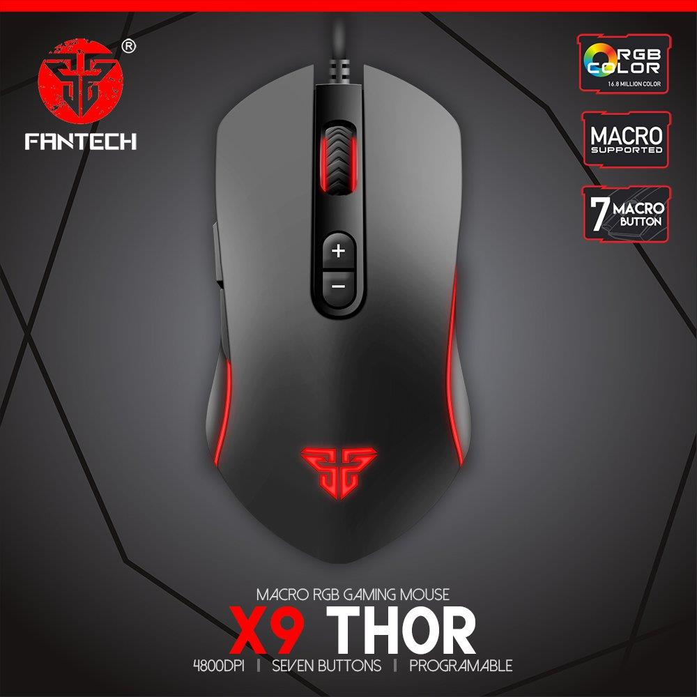 FANTECH THOR X9 MACRO RGB GAMING MOUSE On-the-fly ปรับ DPI 200-4,800 DPI