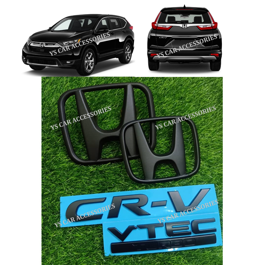 Honda CRV 2017-2022 Honda Logo Emblem Matte Black ด้านหน้าและด้านหลัง CRV VTECTURBO