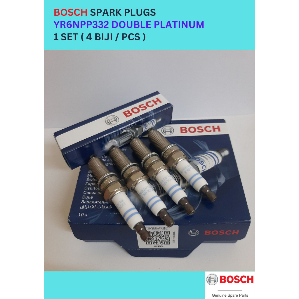 BOSCH หัวเทียน YR6NPP332 DOUBLE PLATINUM สําหรับ Mercedes C Class / E Class 0041595803 0041594903 00