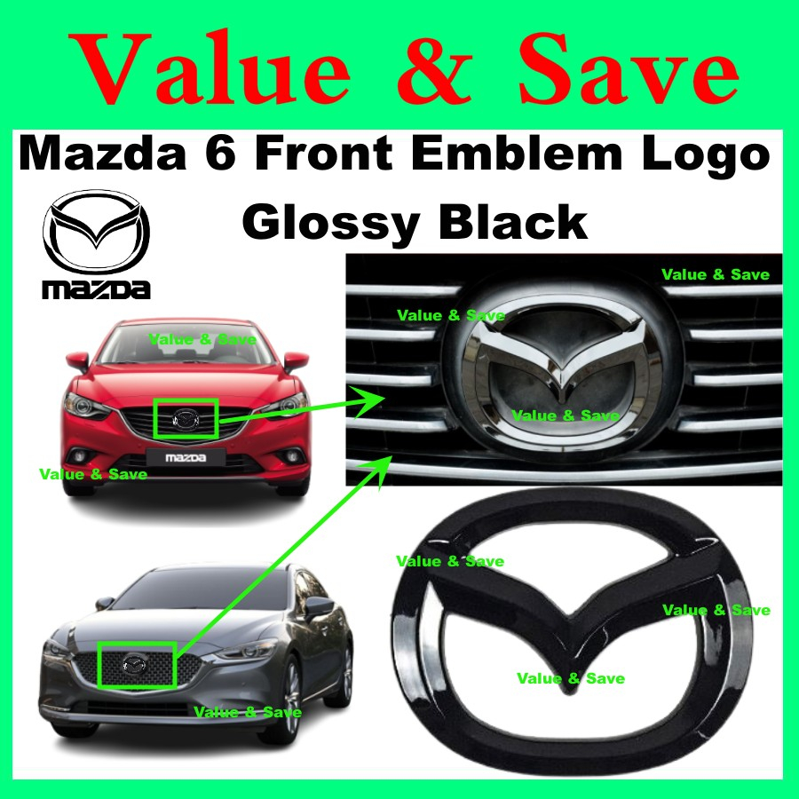 Mazda 6 (GJ/GL) 2013 - 2024 สีดําเงาคาร์บอนไฟเบอร์ Trim ด้านหน้า Grille โลโก้ด้านหลัง 3D ฝาครอบสัญลั