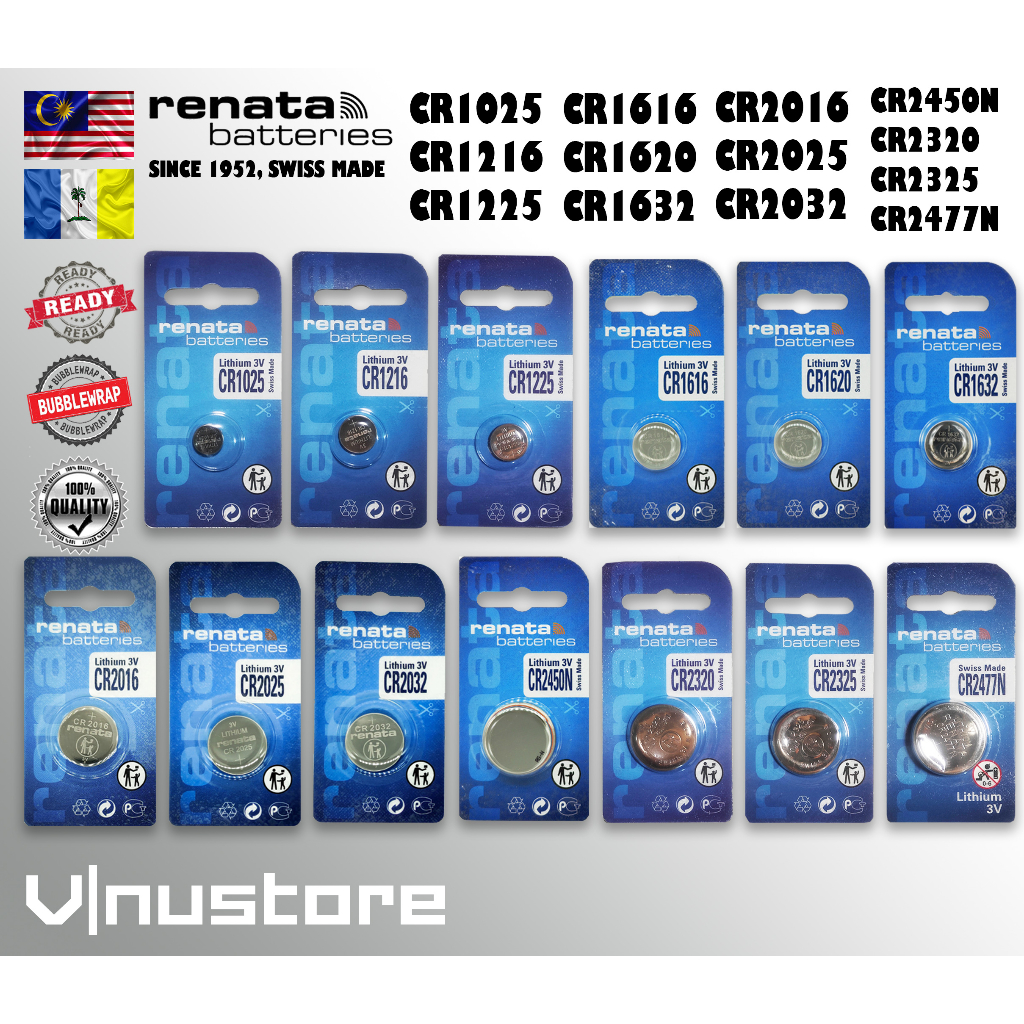 Swiss • RENATA CR1025 CR1216 CR1225 CR16 CR1620 CR1632 CR2016 CR2025 CR2032 CR2320 CR2325 CR2450N CR