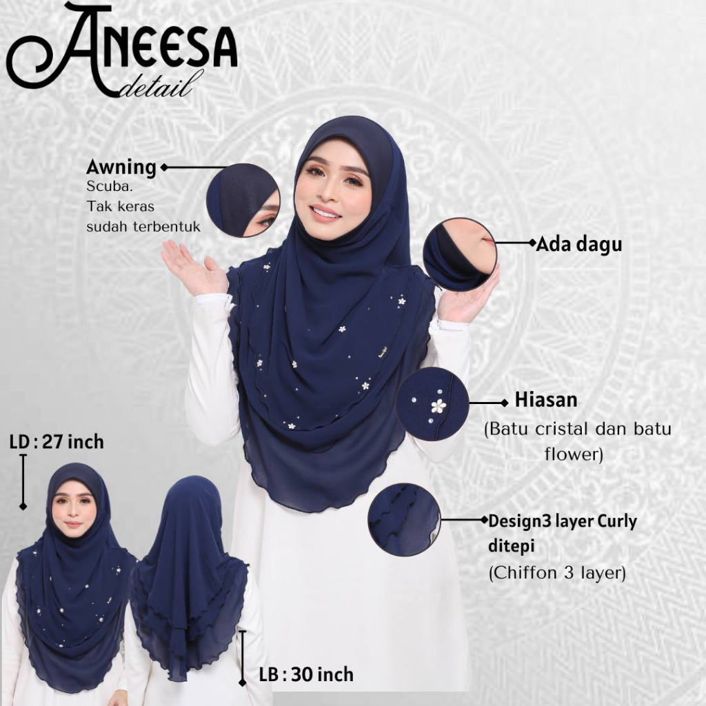 Sarung ANEESA 3LAYER KAIN HEAVY CHIFON