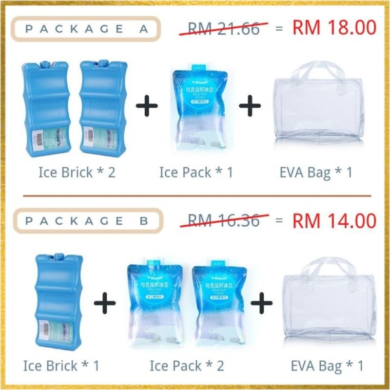 Cooler Bag Bundle Package V-Coool Ice Brick / Ice Pack / EVA Soft Transparent Bag
