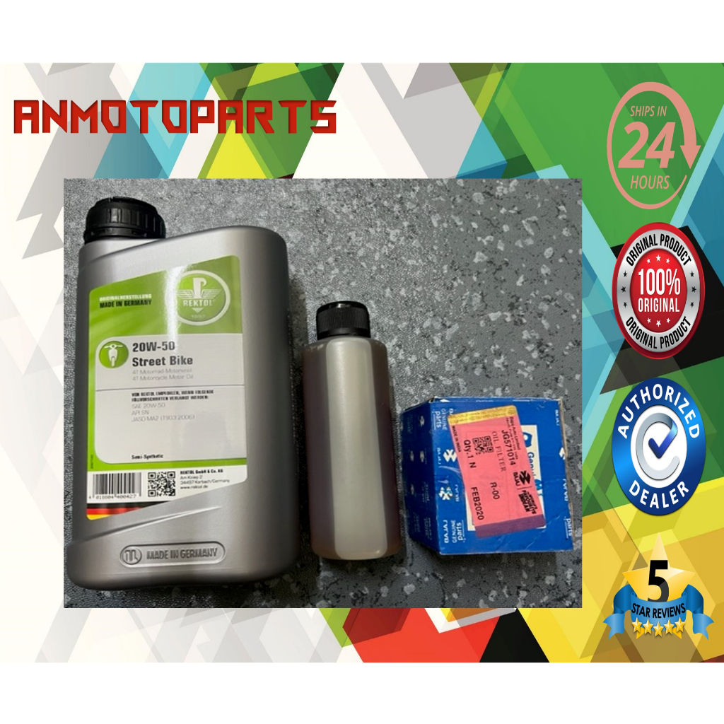 REKTOL 20W-50 Street Bike 4T Semi-Synthetic Oil Combo 1.2L สําหรับ Modenas Pulsar RS200/NS200