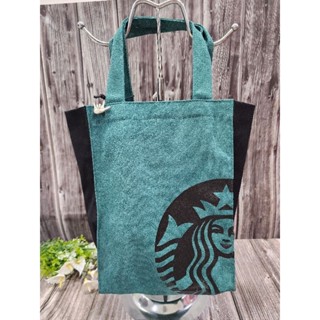 Starbucks กระเป๋าผ้ายีน ทรงโท้ท ลายเซ็นชื่อร้านค้า