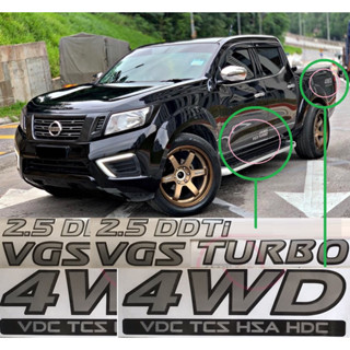 สติกเกอร์ไวนิล ลายโลโก้ CFS254 NISSAN NAVARA NP300 4WD VDC TCS HSA HDC 2.5 DDTi VGS Turbo 4 ชิ้น